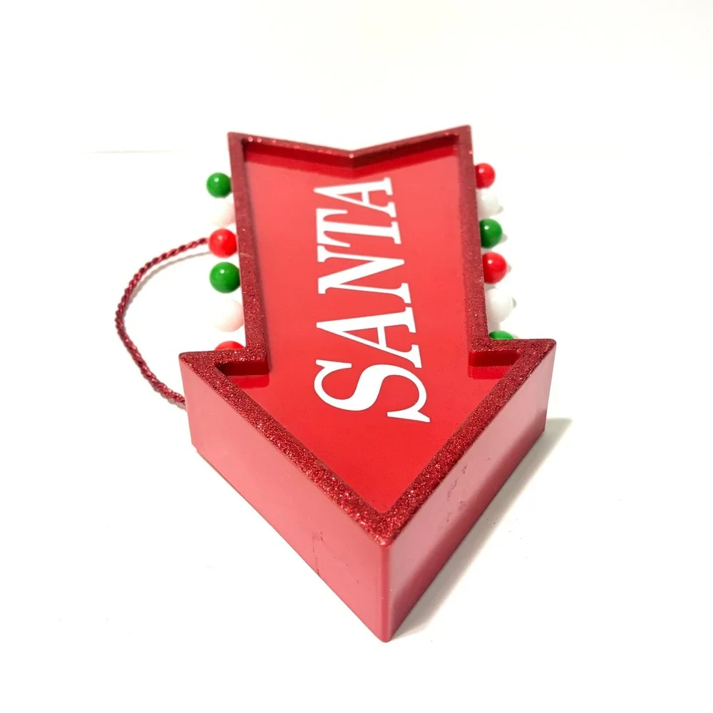Target LED Marquee Arrow Santa Christmas Light Up Sign Red Glitter 2016 Decor